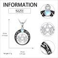 wholesale 925 Sterling Silver Pentagram & Crescent Moon Opalite Stone Pendant Necklace for Women - Wicca Pagan Witch  48 Chain Length-0-3