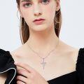 wholesale 925 Sterling Silver Cross with Flower and Bird Charm Pendant Necklace for Women-0-2