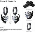wholesale Sterling Silver Skeleton Hand Skull Hoop Earrings Halloween Gothic Jewelry Gifts-0-9