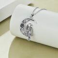wholesale 925 Sterling Silver Moon and Raven Celtic Knot Pendant Necklace-0-1
