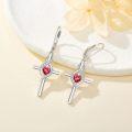 wholesale 925 Sterling Silver Birthstone Cross Dangle Earrings for Women-0-1