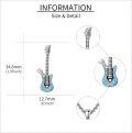 wholesale 925 Sterling Silver Guitar Shaped Turquoise Stone Musical Pendant Necklace for Women and Girls-0-4