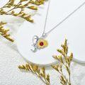 wholesale 925 Sterling Silver & Natural Garnet Elephant Necklace with Sunflower Pendant - Adjustable Chain for Women-0-1