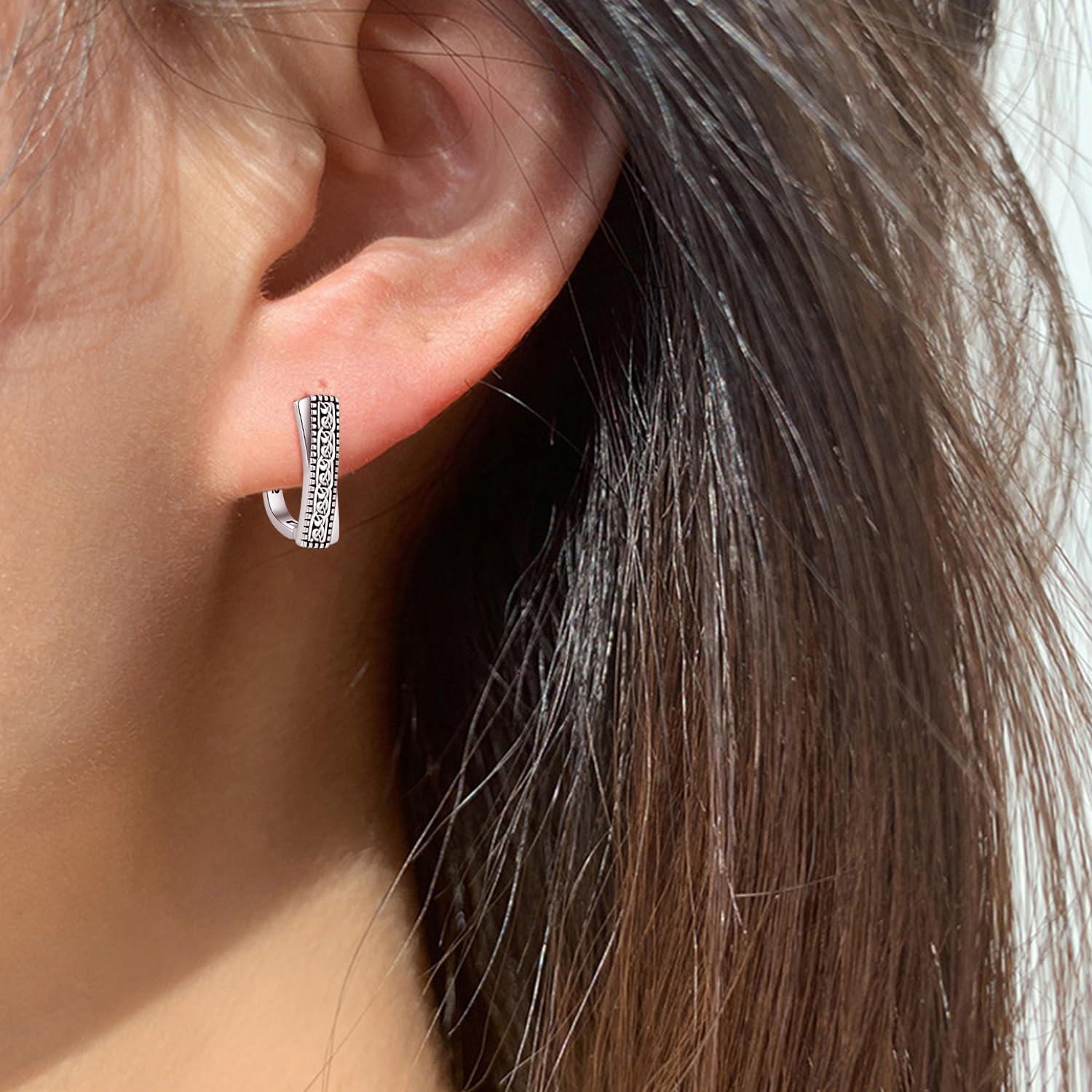 wholesale 925 Sterling Silver Celtic Knot Hoop Earring Set - Mens Womens Fashion -0-3