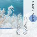 wholesale Sterling Silver Opal Seahorse Drop Dangle Earrings Ocean Beach Jewelry Gifts-0-4