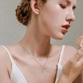 wholesale 925 Sterling Silver White Gold Plated Lab Created Diamond Pointed Cross Pendant Necklace-0-2