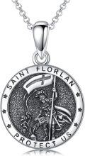 wholesale 925 Sterling Silver Saint Florlan Protect Us Religious Medal Pendant Necklace for Women and Men-0-0