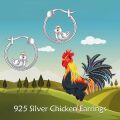 wholesale 925 Sterling Silver Chicken Hoop Earrings - Adorable Bird  for Her-0-5
