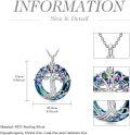 wholesale TOUPOP Tree Of Life Birthstone Necklace 925 Sterling Silver Irish Celtic Tree Jewelry With Blue Crystal Birthday Christmas Gifts For Women Wife Mom -0-5