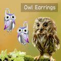 wholesale Sterling Silver Stone Owl Earrings for Women Cat Lovers Gift Drop Leverback-0-12