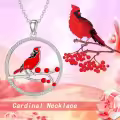 TOUPOP Sterling Silver Red Bird Cardinal Pendant Necklace Memorial Jewelry-0-4