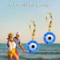wholesale 14K Gold Blue Opal Evil Eye Leverback Earrings-0-2