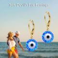 wholesale 14K Gold Blue Opal Evil Eye Leverback Earrings-0-2