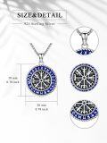 wholesale 925 Sterling Silver Vegvisir Compass Norse Runes Pendant Necklace  Blue Enamel Viking Jewelry for Men Women Gift 47cm Chain Length-0-1