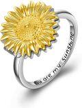 wholesale TOUPOP Sunflower Photo Rings That Holds Picture Sterling Silver Sunflower Locket Ring Sunflower Jewelry For Women Anniversary Birthday Gifts, Size7,8 -0-0