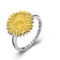 TOUPOP Sterling Silver Sunflower Photo Locket Ring Size 7, 8-0-0