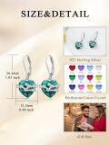 wholesale 925 Sterling Silver Birthstone 12 Constellations Heart Dangle Earrings-0-3