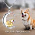 wholesale 925 Sterling Silver Squirrel on Crescent Moon Pendant Necklace with Stars and Stones for Women-0-2