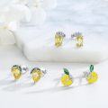 wholesale 925 Sterling Silver Lemon Slice Drop Earrings with Green Crystal Accents for Women's Fashion  Ideas-0-2