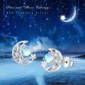 wholesale 925 Sterling Silver Opal Moon & Stars Stud Earrings - Celestial s for Women-0-5