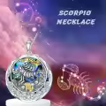 TOUPOP Sterling Silver Topaz Scorpio Zodiac Constellation Pendant Necklace-0-1