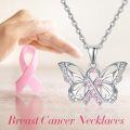 wholesale 925 Sterling Silver Pink Ribbon Butterfly Pendant Necklace - PTSD Awareness s for Women-0-5