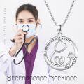 wholesale 925 Sterling Silver & Zircon Stethoscope Necklace for Medical Staff - 20mm Pendant, 18+2 Chain, 4.6g - Inspirational Gift for Doctors, Nurses (US Only)-0-5