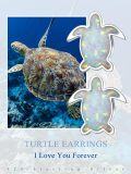wholesale 925 Sterling Silver Turtle Shape White Opal Stud Earrings for Sensitive Skin-0-4