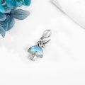 wholesale 925 Sterling Silver Blue Crystal Mushroom Fairy Pendant Charm Bracelet for Women and Girls-0-3