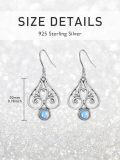 wholesale 925 Sterling Silver Blue Moonstone Filigree Teardrop Leverback Dangle Earrings for Women-0-3