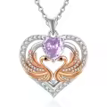 wholesale 925 Sterling Silver Rose Gold Plated Swan Birthstone Necklaces Wholesale for Women-0-0