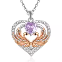 wholesale 925 Sterling Silver Rose Gold Plated Swan Birthstone Necklace for Women-06 June - Alexandrite