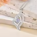 TOUPOP Sterling Silver Alexandrite Double Heart Pendant Necklace-0-3