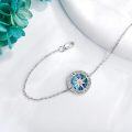 wholesale 925 Sterling Silver Compass Charm Bracelet with Abalone Shell and CZ Stones for Women Girls-0-3