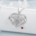 wholesale 925 Sterling Silver Heart Shaped Caduceus Angel Wings RN Necklace with Red Stone and Crystals-0-4