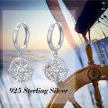 wholesale 925 Sterling Silver Compass Star Hypoallergenic Huggie Hoop Earrings with Cubic Zirconia for Women Girls-0-3