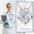wholesale Metal Crystal Stethoscope Necklace w Heart Stone Nurse Graduation Gift-0-8