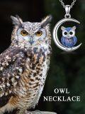 wholesale 925 Sterling Silver Owl Pendant Moonstone Necklace Blue Gemstones Jewelry for Women Girls Gift 43cm Chain Length-0-4