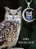 wholesale 925 Sterling Silver Owl Pendant Moonstone Necklace Wholesale Blue Gemstones Jewelry for Women Girls Gift 43cm Chain Length-0-4