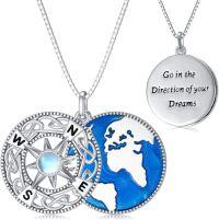 wholesale 925 Sterling Silver Celtic Knot Compass World Map Pendant Necklace with Inspirational Quote Go in the Direction of your Dreams for Men & Women-01-Compass Necklace Non-custom