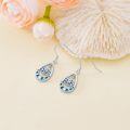 wholesale 925 Sterling Silver Teardrop Blue Enamel Flower Drop Earrings with Celtic Knot and Turquoise Accents-0-1