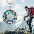 wholesale 925 Sterling Silver Viking Vegvisir Rune Compass Abalone Shell Pendant Necklace-0-5