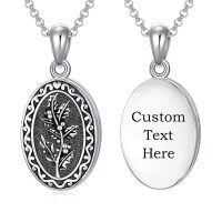 wholesale 925 Sterling Silver Oval Locket Bracelet Wholesale With Floral Engraving And Chain Clasp-2.text customized-12-December-Holly-1.no custom-12-December-Holly-p-3.photo&text customized-12-December-Holly-text