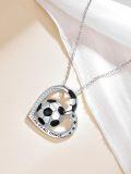 wholesale 925 Sterling Silver Soccer Ball Pendant Necklace with Cubic Zirconia and Inspirational Message I CAN DO ALL THINGS for Women-0-4