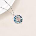 wholesale 925 Sterling Silver Blue Crystal Dragon & Phoenix Pendant Necklace for Women-0-4