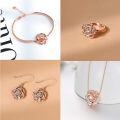 wholesale Rose Gold Plated 925 Sterling Silver & Austrian Crystal Rose Pendant Necklace 18 Chain - 18mm Flower Jewelry Gift for Women-0-1