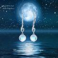 wholesale 925 Sterling Silver Moonstone Drop Earrings White Gold Plated Wave Design For Women-0-2