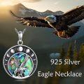wholesale 925 Sterling Silver Round Abalone Shell Pendant with Flying Bird Design Necklace-0-4