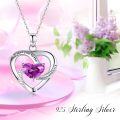 wholesale 925 Sterling Silver Birthstone Heart Necklace Infinity Love Pendant-0-2