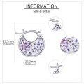 wholesale 925 Sterling Silver Hoop Earrings White Gold Plated Purple Dried Flower Jewelry For Women-0-3